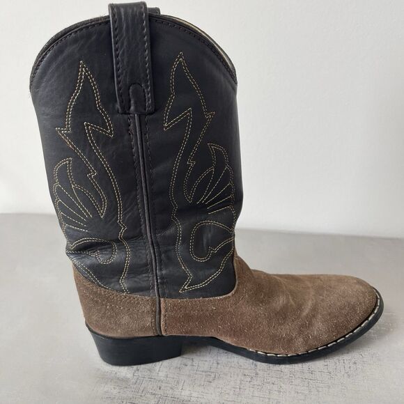 Masterson Boot Brown Black Leather Western Cowboy Boots Youth 4 D Style RB2003Y - Picture 6 of 15